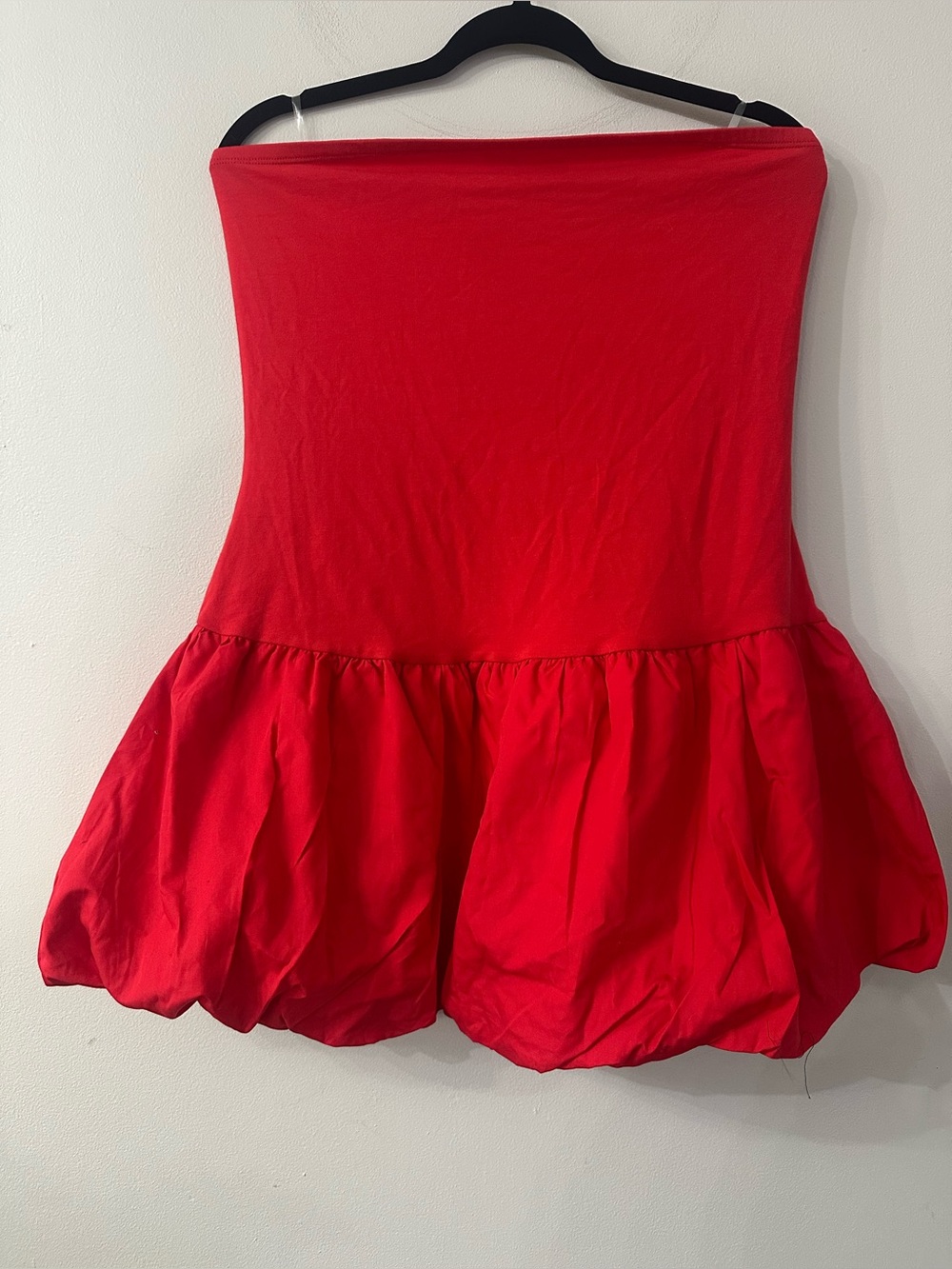 wild fable Strapless Red Bubble Hem Dress